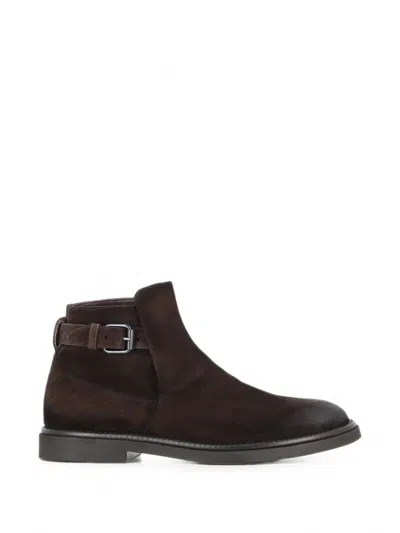 Alexander Hotto Buckle-fastening Suede Boots In Brown