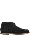 Alexander Hotto Fringed Suede Ankle Boots In Black