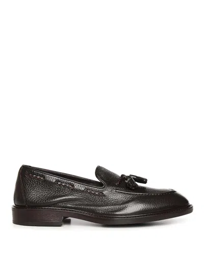 Alexander Hotto Hammered Leather Loafers In Brown
