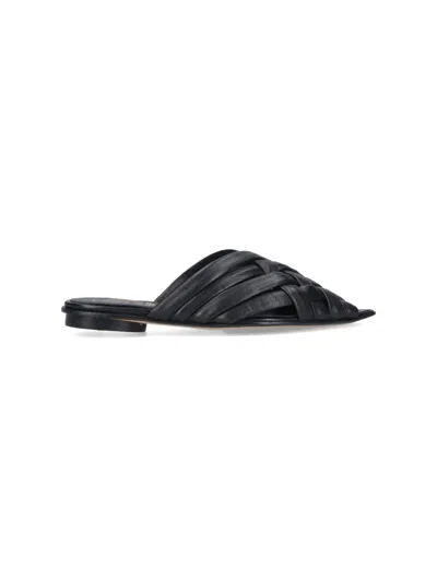 Alexander Hotto Lambskin Woven Sandals In Black