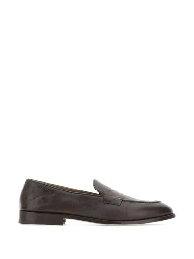 Alexander Hotto Penny Leather Loafers In Gray