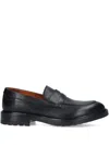 Alexander Hotto Penny Loafer Black Leather Flat Shoes With Textured Sole In Black
