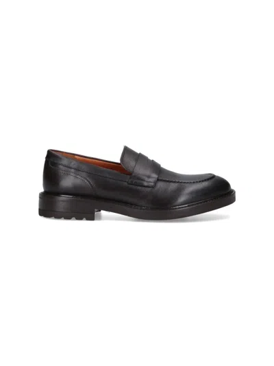 ALEXANDER HOTTO SMOOTH LEATHER PENNY LOAFERS WITH STITCHED APRON FRONT