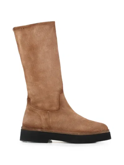 Alexander Hotto Suede Side-zip Boots In Brown