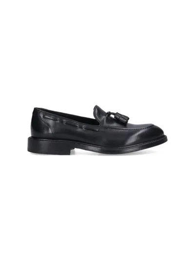 Alexander Hotto Tassel Loafers In Black Brushed Leather