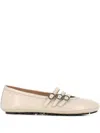 Alexander Hotto Three-buckle Ballet Flats In Neutrals