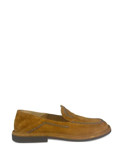 Alexander Hotto Whipstitch Suede Loafers In Brown