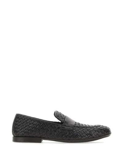Alexander Hotto Woven Leather Loafers In Black