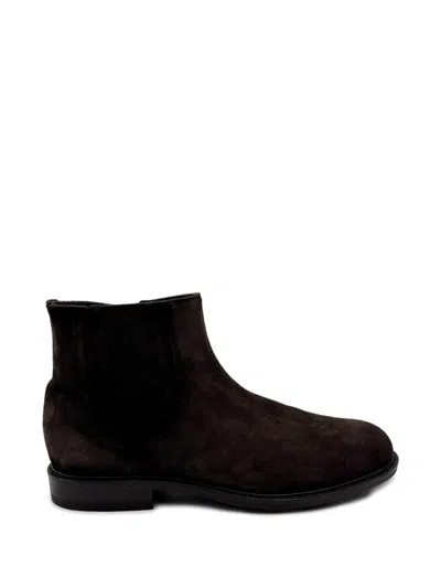 Alexander Hotto Zip Suede Chelsea Boots In Brown
