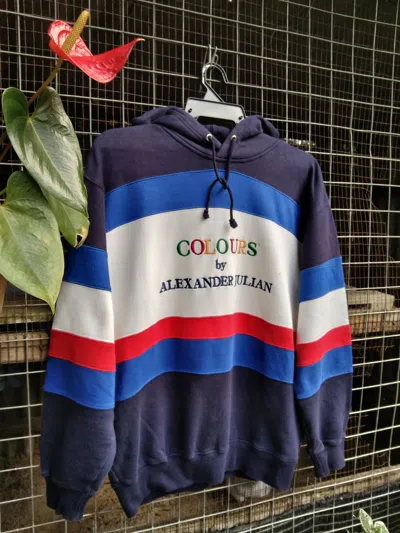 Pre-owned Alexander Julian Vintage Colours Embroidery Sweatshirt Hoodie In Multicolor