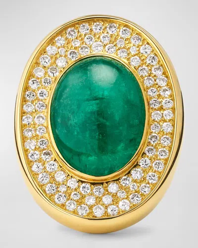 Alexander Laut 18k Yellow Gold Emerald And Diamond Ring