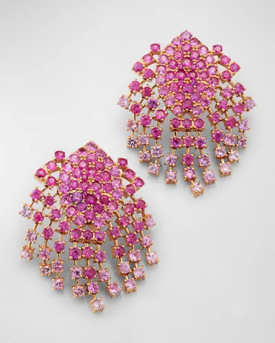 Alexander Laut Pink Sapphire Fringe Earrings In 18k Gold