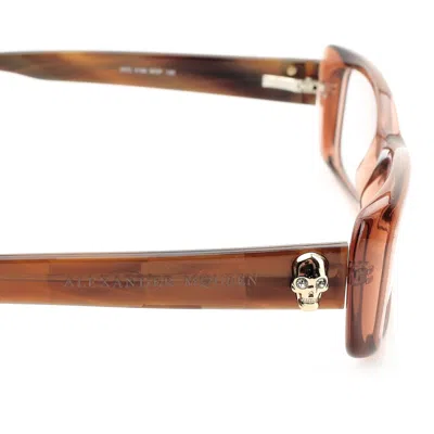 Pre-owned Alexander Mcqueen '00s Brown Cat-eye Gold Skull Glasses