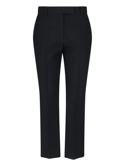Alexander Mcqueen 100% Wool Tailored Trousers For Women In Black
