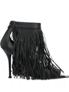 Alexander Mcqueen 100mm Fringed Sandals In Black