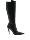 Alexander Mcqueen Faux Leather Birdee Knee-high Boots 105 In Black
