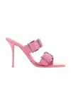 Alexander Mcqueen Alexander Mc Queen Punk Double Buckle Leather Sandals In Pink
