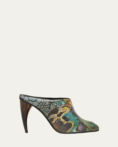 Alexander Mcqueen Mcqueen Horn Shaped Heel Peep Toe Mule In Multi