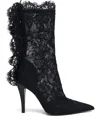 Alexander Mcqueen Lace Overlay Pointed Toe Stiletto Boots In Black