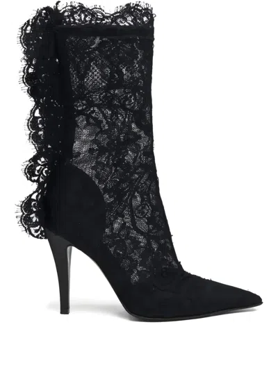 ALEXANDER MCQUEEN 105MM LACE-TRIMMED STILETTO BOOTS
