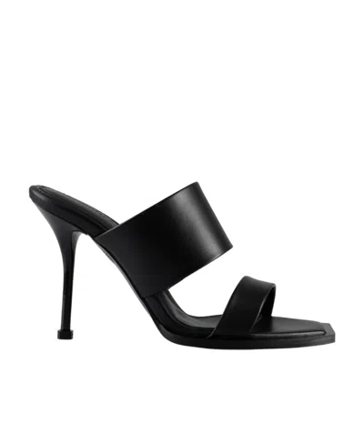 Alexander Mcqueen 105mm Leather Mules In Black