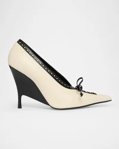 Alexander Mcqueen 110mm Koko Leather Wedge Pumps In White