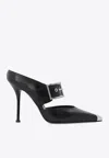 Alexander Mcqueen 115 Toe Cap Punk Leather Mules In Black