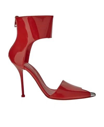 Alexander Mcqueen 115mm Metallic Toe-cap Detail Pumps In Red