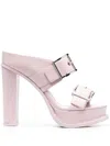 Alexander Mcqueen 120mm Leather Platform Mules In Rosa