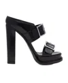 Alexander Mcqueen 120mm Leather Platform Sandals In Black