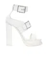 Alexander Mcqueen 120mm Leather Platform Sandals In White