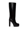 Alexander Mcqueen 120mm Platform Leather Knee Boots In Black