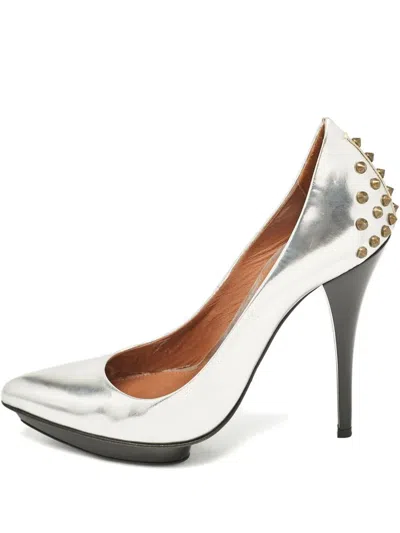 Pre-owned Alexander Mcqueen 120mm Studded Pumps In Gray