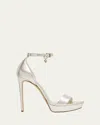 Alexander Mcqueen 125mm Metallic Leather Platform Sandals In Metallic