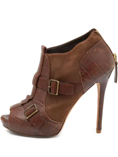 Pre-owned Alexander Mcqueen 130mm Leather Ankle Boots