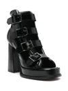 Alexander Mcqueen Caged 120 Leather Platform Sandals In Schwarz