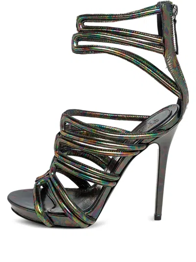 Pre-owned Alexander Mcqueen 130mm Oil Slick Sandals