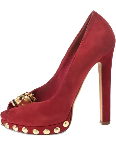 Pre-owned Alexander Mcqueen 135mm Skull Studded Pumps