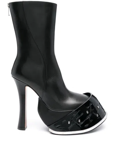 Alexander Mcqueen Clog Style Boots In Black