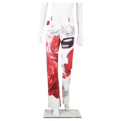 Pre-owned Alexander Mcqueen 1990's Red&white Face Bootcut Jeans In Gray