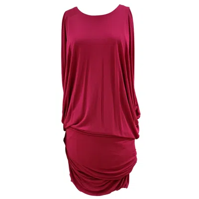 Pre-owned Alexander Mcqueen 1990s Vintage Fucsia Viscose Adjustable Flared Dress In Red