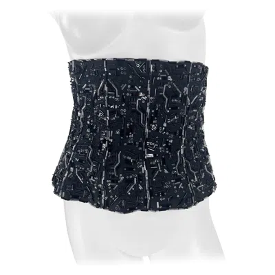 Pre-owned Alexander Mcqueen 1999 Rare  For Givenchy Couture Embellished Runway Corset Fr 38 In Black