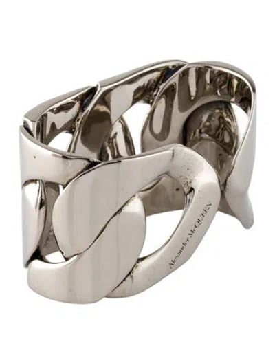 Pre-owned Alexander Mcqueen 2 Finger Chain Band Ring In Multi