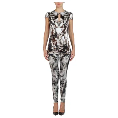 Pre-owned Alexander Mcqueen 2000s  Black & White Poly/lycra Leggings And Tunic Top Ensembl