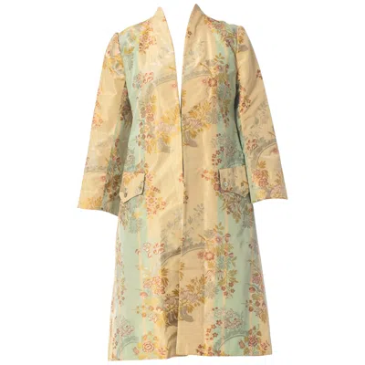 Pre-owned Alexander Mcqueen 2000s  Silk Brocade Frock Coat Jacket From The Shipwreck Colle In Sand