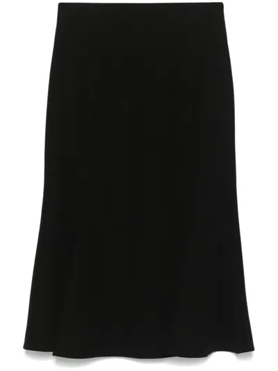 Pre-owned Alexander Mcqueen 2000s Crepe Midi Skirt In Black