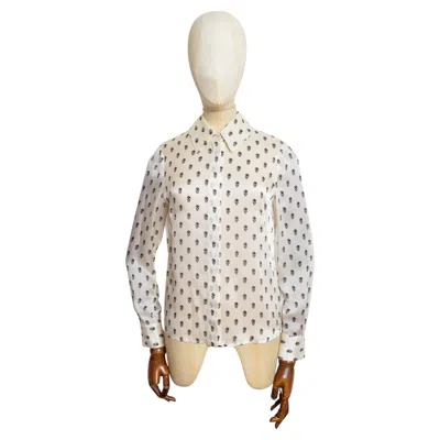 Pre-owned Alexander Mcqueen 2006 White & Black Silk Pirate Skull Pattern Shirt
