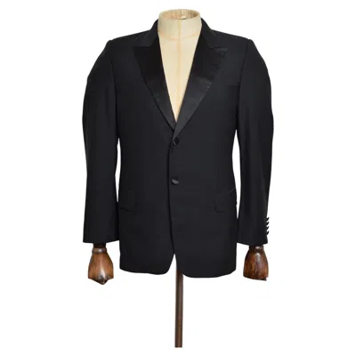 Pre-owned Alexander Mcqueen 2007  Mens Black Wool Satin Lapel Blazer Suit Jacket