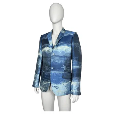 Pre-owned Alexander Mcqueen 2008  Embroidered Jacquard Silk Blazer Runway Size 48 It In Gray