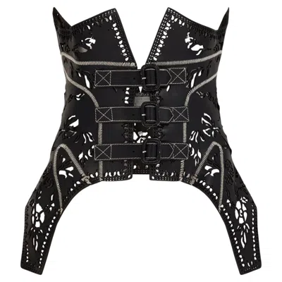 Pre-owned Alexander Mcqueen 2009  Runway Black Cut Out Corset Belt